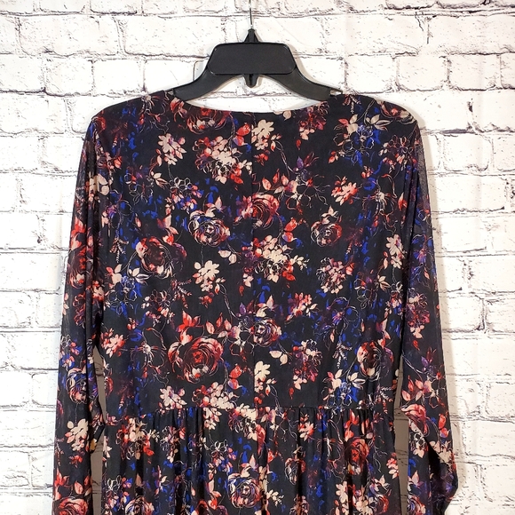 Torrid Mesh Floral Black Dress Scallop Trim Sleeves Size 2 18/20 - Picture 6 of 14